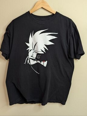 Naruto Shippuden Kakashi Sharingan Graphic Tee Black Size XL Official